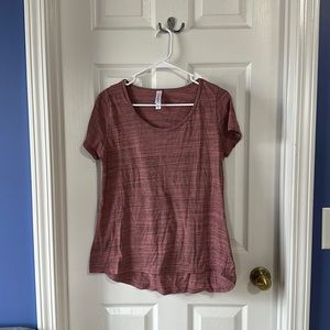 LuLaRoe shirt sleeved shirt, pink shirt with light gray stripes, Size Medium